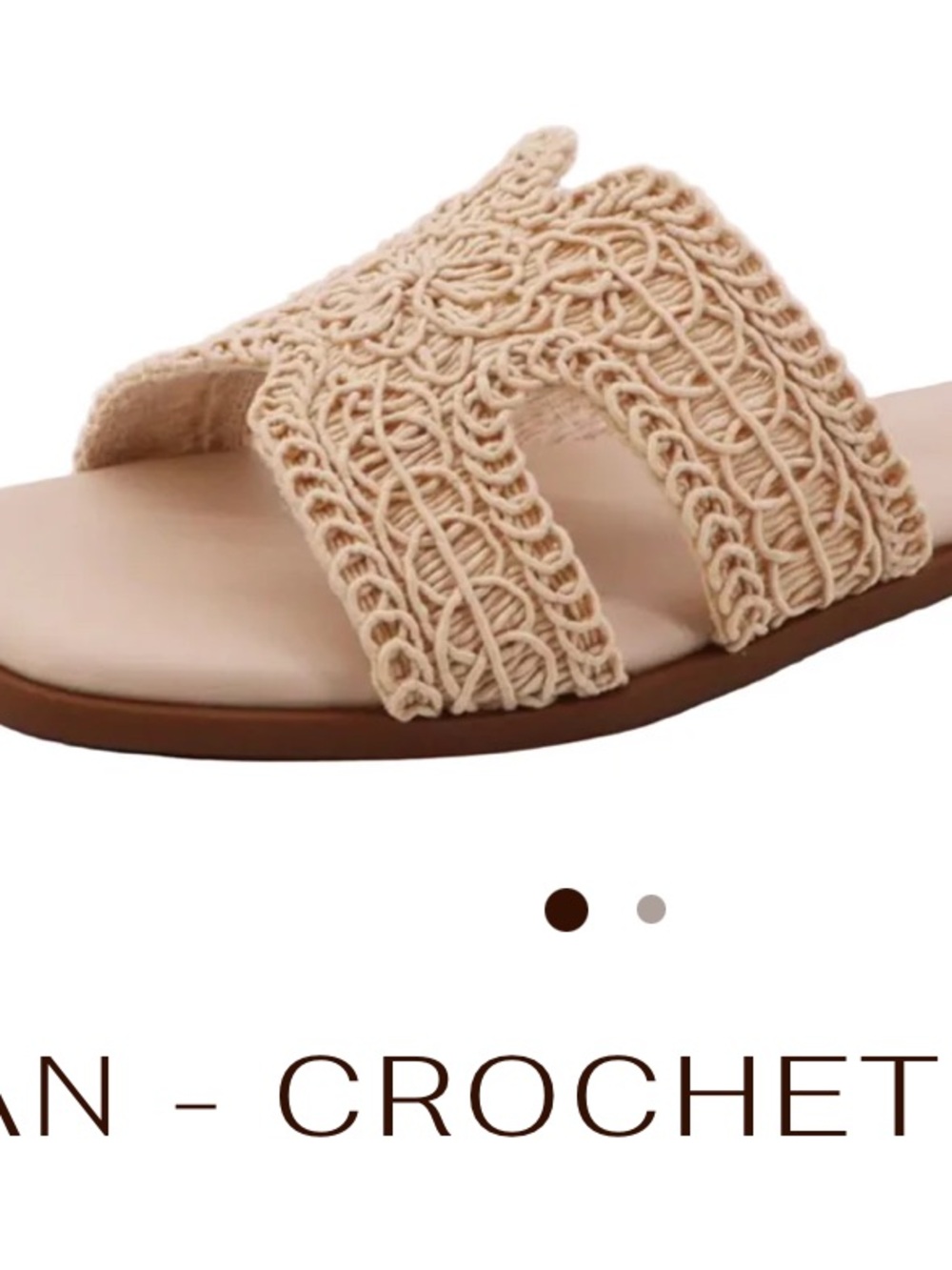 BAMBOO Crochet Slide Sandal in Beige